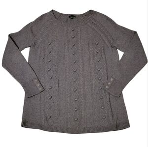 Talbots Cashmere Blend Sweater Women's Size Medium Cable Knit Wool‎ Bobble Gray